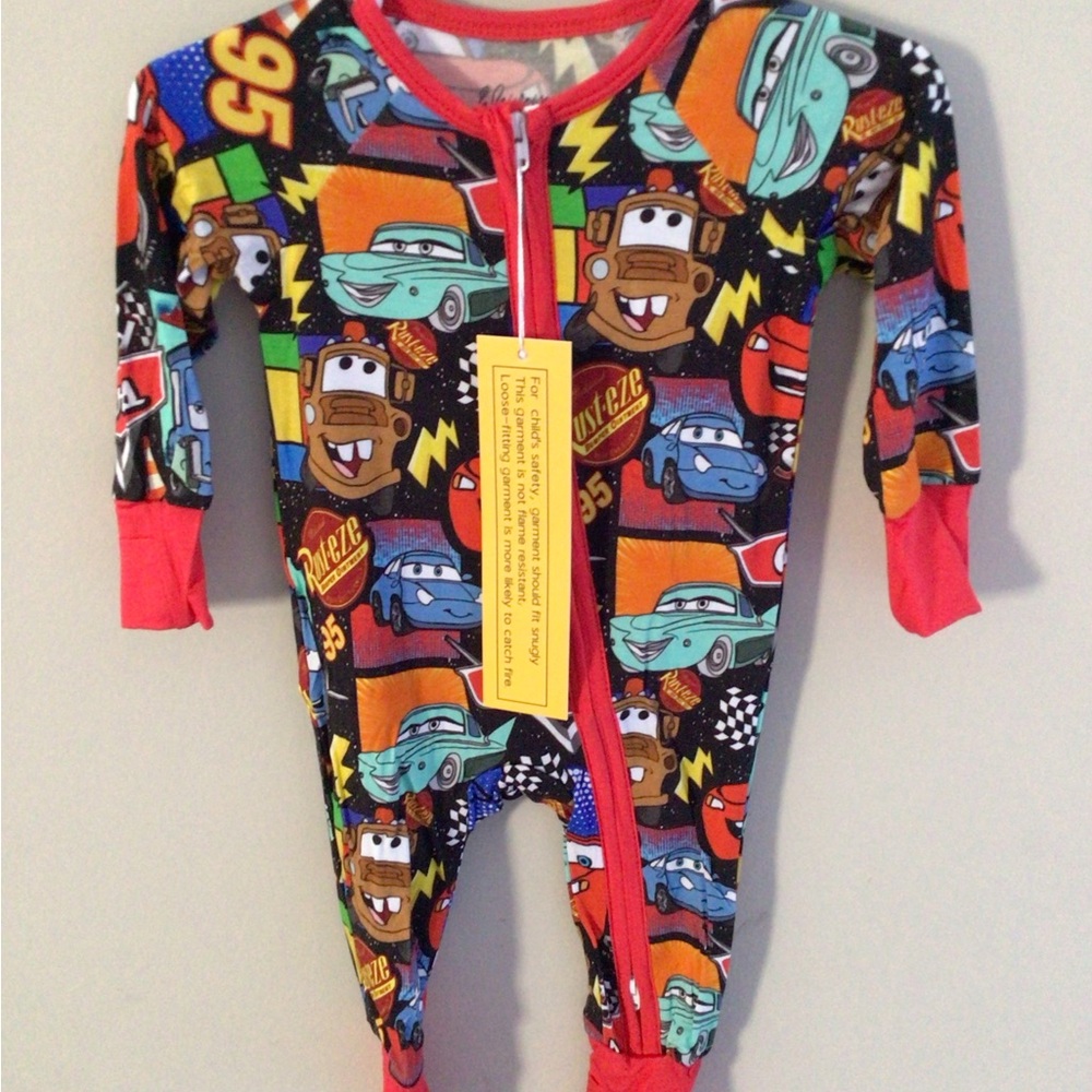 Disney Cars Kids Footie Pajama - Black and Red